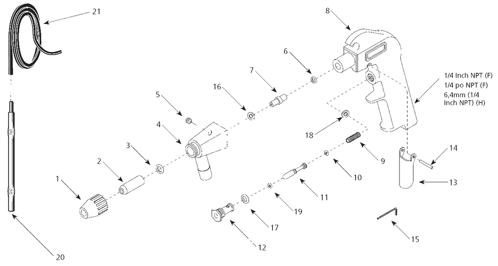 Sandblaster Parts Diagram and Parts List for AT122700  Campbell Hausfeld Air Tool